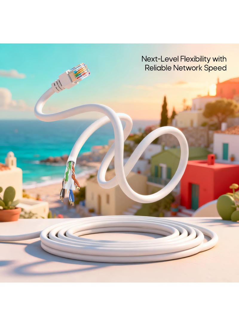 Aztech كابل إيثرنت AZTECH Cat6 305م 23AWG CCA كابل شبكة LAN بالجملة أبيض، سرعة عالية 1Gbps 250MHz كابل إنترنت لجهاز التوجيه ومفتاح لوحة التوصيل وكاميرات المراقبة للمكتب والمنزل - Image 4